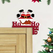 1 pièce Décoration de coin de porte en bois pour Noël, ornement suspendu, décoration de coin de porte et de fenêtre Hohoho pour Noël, style thème de Noël avec magnifique bonhomme de neige, convient pour la décoration de porte et de fenêtre de Noël, décoration suspendue en bois, convient pour les cadeaux de décoration de fête de Noël