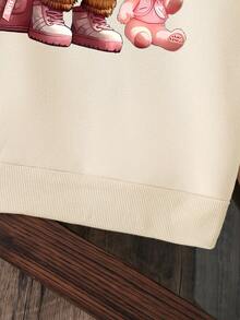 Young Girls' Cartoon Pattern Warm Sweatshirt - Apricot - View 5