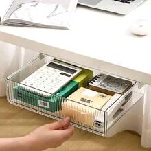 Cajon para Escritorio, Accesorios para Escritorio, CajóN Debajo Autoadhesivo para Debajo Del Escritorio, Organizador de Escritorio, para Oficina, Escuela y Hogar - transparente - Ver 2