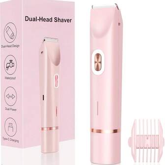 Women's Bikini Electric Razor, 2in 1 Dry/Wet Bikini Razor And Facial Razor, USB Rechargeable, For Bikini, Underarms, Legs, Arms, Face, Portable, Durable, Women's Gift Choice