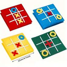 1/3/4/12/15套井字棋家庭策略棋盘游戏，毛毡迷你九宫格，生日派对奖品，经典玩具，礼品袋填充物，圣诞袜填充物，带信封的圣诞礼物，颜色随机 - 彩色 - 查看 4