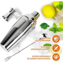 Juego de cócteles, juego de coctelera de 6 piezas, juego de barman, herramientas de bar - Incluye coctelera de 550ml, tubo de ensayo de gradiente, vertedor de vino, coctelera de hielo, cuchara mezcladora, accesorios de whisky - 1 - Ver 3