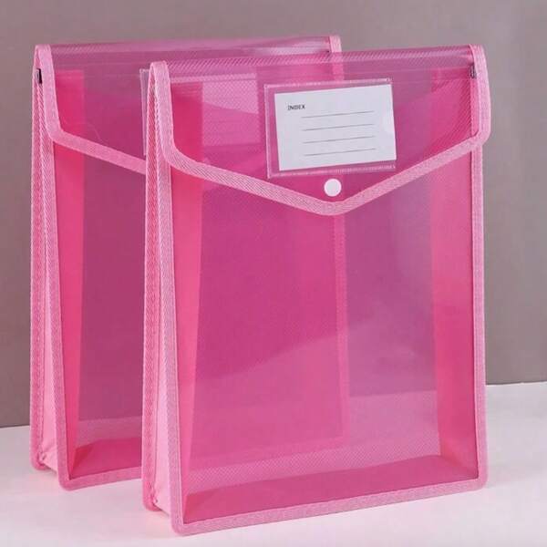 1/2/5 Pieces Large-Capacity A4 File Bag, Thickened Waterproof Document Bag, Transparent Button Bag, File Bag, Student Book And Test Paper Bag (The Card Style Is Subject To The Actual Product!)