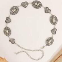 Dây thắt lưng kim loại cổ điển, thắt lưng nữ hình trái tim bạc hình bầu dục cho quần jean, phụ kiện váy mùa thu, mùa thu, Halloween - Nhiều màu - Xem 10