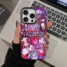 1pc Funda de Teléfono Apple de Halloween Fantasma Calabaza Búho Cráneo Negra con Agujero Grande, con Buena Textura y Función Antigolpes, Material TPU Resistente a la Suciedad, Protección Engrosada Antigolpes Antideslizante, para IPHONE Iphone17/17Air/17Pro/17Promax/16/16Plus/16Pro/16Promax/15Pro/15Plus/15Promax/15/14Plus/14Promax/14Pro/14/13Pro/13Promax/13/12Pro/12Promax/12/11Promax/11/X/Xs/ Xsmaxphonecase, para la Serie Iphone, Proporciona Protección para la Lente, y como Funda Protectora, Adecuada para - Blanco y Negro - Ver 4