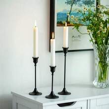WAXJJDW 36/12/6/3 Pcs Taper Candle Holders Bulk Brass Gold Vintage Candle Stick Holders Decorative Home Decor Centerpieces Suitable For Table Holiday Wedding Decorations. Can Be Used In A Variety Of Scenarios: Place On The Dining Table Or Fireplace In The Bedroom Or Living Room To Create A Romantic Atmosphere. Suitable For Weddings, Home Decoration, Parties, Christmas Or Other Occasions. Our Metal Candle Holders Complement Any Celebration. Brass Vintage Candle Stick Home Decor Table Centerpieces Celebrate And Set The Mood. Suitable For Any Home Style, It Is An Atmospheric Embellishment For The Dining Table Or Fireplace (Candles Not Included) - màu đen - Xem 11