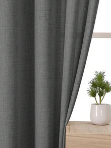 Set 1/2 buah Tirai Tekstur Linen Imitasi, Cocok untuk Ruang Tamu dan Kamar Tidur, Tirai Semi-Transparan Anyaman Goni Rustic dengan Lubang Atas, Penyaring Cahaya, Abu-abu Gelap - Dark Grey - View 8