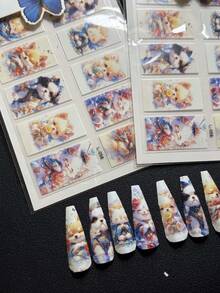 2packs Luxury Designer Special Original Design Watercolor Dog Nail Sticker L-058