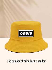 1 Piece Oasis Letter Printing Pattern Bucket Hat For Women Men Fisherman's Hats Sunscreen Windproof And Warm Suitable For Daily Leisure Black/White/Beige