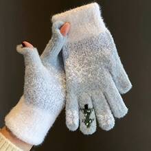 1 paire de gants de Noël - Gants d'hiver épais compatibles avec écran tactile, modèle à cinq doigts convenant aux temps froids, cadeaux de fêtes, utilisation de smartphone, accessoires d'hiver tout-saison et de fête, motifs festifs, isolation chaude, parfait pour offrir en cadeau, décorations de Noël et décoration de la maison