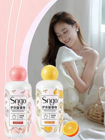 220g Laundry Fragrance Beads, Long-Lasting Scent Fabric Softener, Peach, Osmanthus Oolong, Orange Scents, Laundry Assistant, Long-Lasting Fragrance, Non-Damaging To Fabrics, Double Deodorizing Effect, Deep Cleaning