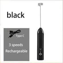 Electric Milk Frother USB Rechargeable Handheld 3 Speeds Foam Maker Mixer Coffee Drink Frothing Wand Foamer Kitchen