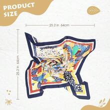 Square Silk Scarf 27.5 Medium Square Satin Scarf Women - Navy Blue - View 4