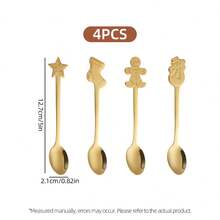 4/8/12pcs Creative Christmas Stainless Steel Coffee/Tea/Soup Spoons, 12.7cm,Christmas Decor,Partyfavor,Food Catering For Christmas