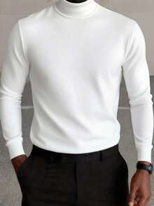 Men's Casual Half-Turtleneck Long Sleeve T-Shirt, Suitable For Daily Wear And Commuting