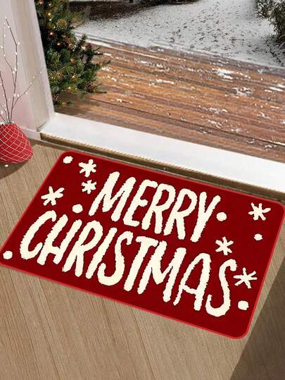 1 Piece Of Merry Christmas Themed Door Mat, Suitable For Kitchen And Bathroom Decoration, Bathroom Decoration And Accessories, Christmas Decoration, Bathroom And Doorway Carpets, Home Bathroom Decoration Floor Mats, Outdoor Carpet Door Mats, Autumn Decoration Bathroom Accessories, Garden Area Carpets Kitchen Rug