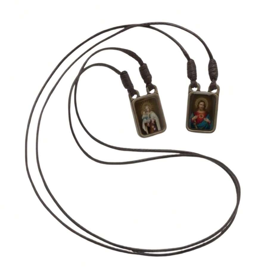 Our Lady Of Mount Carmel Sacred Heart Of Jesus Metal Scapular With Leaflet - 1個單位 - 查看 1