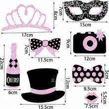 30 pièces Confettis noir et or, accessoires pour photobooth pour fête d'anniversaire et du Nouvel An, décorations amusantes noir et or pour ambiance de fête de mariage