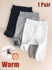 1 双女童紧身裤加厚保暖，冬季款式，婴儿幼儿打底裤儿童七分紧身裤，经典黑、白、灰，简约风格，适合外穿和日常穿搭