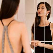 5Pcs Self Adhesive Acrylic Sheets Flexible Mirror Wall Stickers ,Mirror Tiles Square Cuttable Mirror Wall Stickers, Non-Glass Mirror Stickers Safety Reflective Mirror For DIY Craft Home Wall Decor - Flexible Non-Glass Decorative Tiles For Home & Wedding Decor Perfect For Table Centerpieces Room Decor Bedroom Decor Kitchen Decor - Silver - View 9