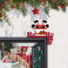 1 pièce Décoration de coin de porte en bois pour Noël, ornement suspendu, décoration de coin de porte et de fenêtre Hohoho pour Noël, style thème de Noël avec magnifique bonhomme de neige, convient pour la décoration de porte et de fenêtre de Noël, décoration suspendue en bois, convient pour les cadeaux de décoration de fête de Noël