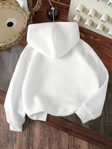 Young Boy Cartoon Pattern Warm Sweatshirt - White - View 2