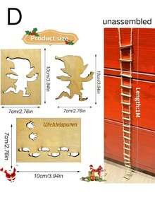1 set de décorations de Noël, modèle de pied d'accessoire de lutin, échelle de corde de farce de lutin, modèle de lutin, site de construction de lutin, décoration d'elfe d'intérieur pour Noël, convient pour la décoration de sol et de fenêtre