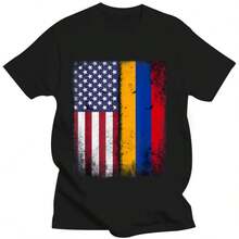 Armenian American Flag Armenia Usa Gift T-Shirt - Black - View 1
