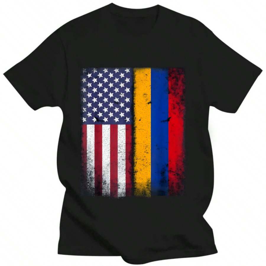 Armenian American Flag Armenia Usa Gift T-Shirt - Black - View 1