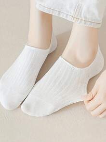 1/3/6 Pairs Solid Pinstripe Boat Socks, Simple Comfy & Breathable Socks, Women's Stockings & Hosiery(1/3/6 Pairs)  Plain    Fabric    Rib-Knit - Không khuôn - Xem 10
