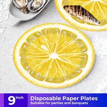 Fresh Lemon Pattern Disposable Tableware Set 20-100pcs 7/9 Inch Plates 9oz Cups Napkins Summer Picnic Wedding Birthday Party Supplies - Multicolor - View 6