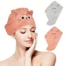 Serviette de cheveux mignonne en forme de chat pour femmes, turban en microfibre séchage rapide, serviette torsadée ultra-absorbante pour cheveux longs et bouclés, accessoire de bain et de douche doux (design de dessin animé, sans frisottis, séchage en douceur). Serviettes de douche pour salon de beauté, hôtel, sport, essentiels de la maison, serviette, soins de la peau