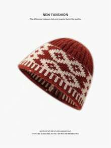 1 buah Topi Rajut Vintage, Topi Pelindung Telinga Wanita Musim Gugur/Dingin, Desain Serbaguna yang Membuat Wajah Lebih Ramping, Topi Ember Rajut Blok Warna - MultiWarna - View 6