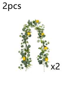 1/2/3 件人造柠檬花环，桉树叶植物，假柠檬果藤悬挂花环，适用于房间装饰、家居装饰、卧室装饰、户外装饰、厨房装饰、毕业装饰、圣诞节装饰、露台装饰、DIY、房间装饰、门廊墙壁壁炉农舍装饰