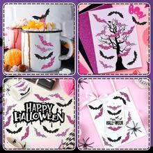 500Pcs Halloween Bats Stickers Roll - Laser Cut Pink Black Sparkly Glitter Bat Seal Stickers Waterproof Self-Adhesive Decals For Scrapbooking Journaling Planner Decorations Party Favors Supplies Gift Wrapping - 彩色 - 查看 5