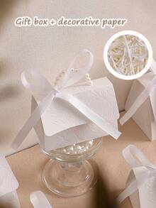 20/10pcs-Faux Pearl Decor Gift Bag, Simple Wrapping Bag For Party,Pearl Handle Decor Paper Gift Box,Exquisite White Gift Packaging Box For Valentine's Day Wedding Gift,Letterpress Printing Flower Box Mini Packaging Bags Paper Box For Gift Set Box Small Gift Bags Wedding Favors Party Decor,Mother's Day Gifts,Gift,Bridal Shower Autumn,Valentine's Day Party Favors