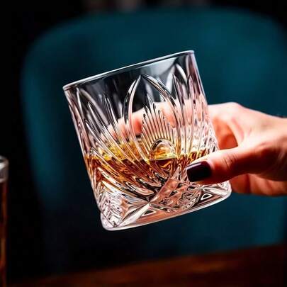 330ml/290ml Kristallgläser - Mehrzweck-Barbecher für Whiskey, Cocktails, Brandy und Rum | spülmaschinenfest, gemustertes Design | geeignet für den Heim- und Gewerbeeinsatz