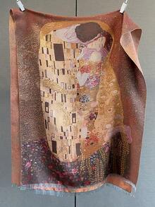 1pc Elegant Floral Jacquard Scarf, Versatile Warm Wrap Shawl For Women, Faux Cashmere