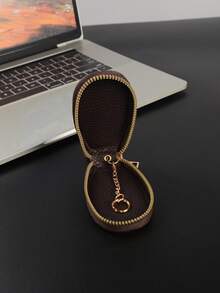 1pc Unisex Large Capacity Multi-Function PU Water-Resistant Key Holder Simple & Compact Key Organizer For Women Wallet Mini Wallet Purse Wallet Y2K Wallet Keychain Wallet - Coffee - View 4