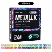 12/24/48 Metallic Marker Set, Dual-Tip Acrylic Markers For Black Paper, Scrapbooks, Photo Albums, Rock Painting, DIY Arts And Crafts, Card Making, Scrapbooking Supplies