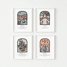 4 Stücke/Set Weihnachts-Advents-Bibel-Geschichte Krippen-Drucke, Leinwanddruck im christlichen Boho-Stil Weihnachts-religiöse Wanddekoration, Kirchenkinderzimmer Wanddekoration, Heimdekoration, Raumdekoration, Schlafzimmerdekoration, Wohnzimmerdekoration, Badezimmerdekoration, Wanddekoration, Weihnachtsdekoration für Zuhause, optionale gerahmte Wandkunst - Verschiedenfarbig - Übersicht 3