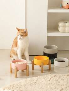 陶瓷增高狗碗带支架，适合小型犬、猫和幼犬，可盛放食物和水。