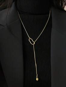 1 pezzo Collana alla moda con pendente asimmetrico geometrico dorato e perline rotonde (forma del pendente casuale)