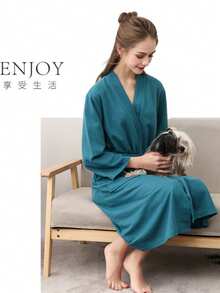 Peignoir de bain épais en coton gaufré pour femmes, peignoir serviette doux et absorbant, en tissu sherpa/fausse laine moelleuse, peignoirs pour femmes, peignoir de spa, peignoir de nuit anti-peluche, maison et étudiant