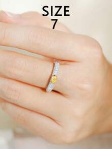 1 件 S925 纯银黄色椭圆形方晶锆石复古 INS 风格戒指，适合女性日常佩戴、节日和派对礼物珠宝 - 黃色橢圓形華麗女士戒指 - 查看 12