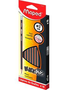 Maped Black'Peps Lápiz de Grafito, Triangular, Mina Resistente, Gris, caja con 10 - 1 - Ver 4