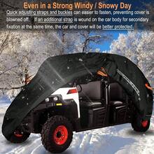 UTV - Funda resistente para guardabosques impermeable de 4 a 6 plazas lado a lado, 4 puertas para todo tipo de clima con tira reflectante compatible con RZR General Can - Am SxS - L: 154" de largo x 67" de ancho x 76" de alto (Asientos de doble ) - Ver 9
