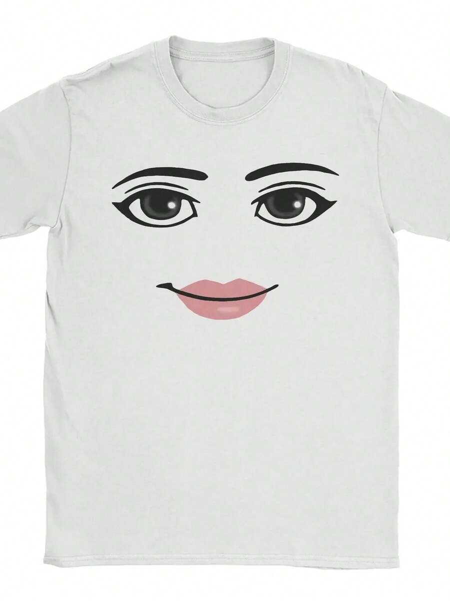 Round Neck Short Sleeve Clothing Summer Novelty Harajuku Streetwear Robot Robloxs Woman Face Game Tshirt Aesthetic Clothes.Jpg - Trắng 21 - Xem 1