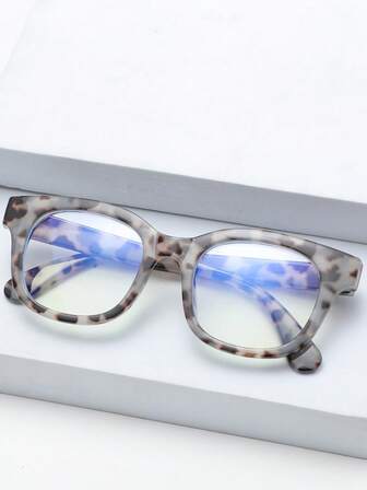 1pc Women's Fashion Versatile Leopard Print Round Clear Lens Glasses