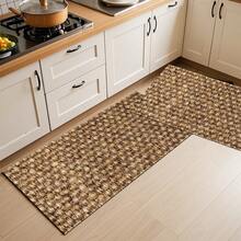 1 buc. Model floral 2D, covoraș de podea cu design plat din frânghie de in fals, pernă de protecție pentru podea de bucătărie, covoraș confortabil pentru picioare, covor pentru sufragerie, dormitor, baie, spălătorie, birou, decor pentru casă și interior